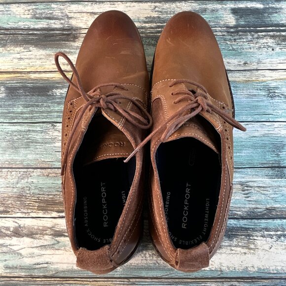 Rockport Derby Dress Shoes Mens 10M Brown Leather Brogue Plain Toe Work Formal main image 10